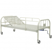 Steel Single Manual Crank Care Bed with siderails&Wheels
