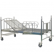 Stainless Steel Two Manual Crank Care Bed With adjustable Moskito frame 